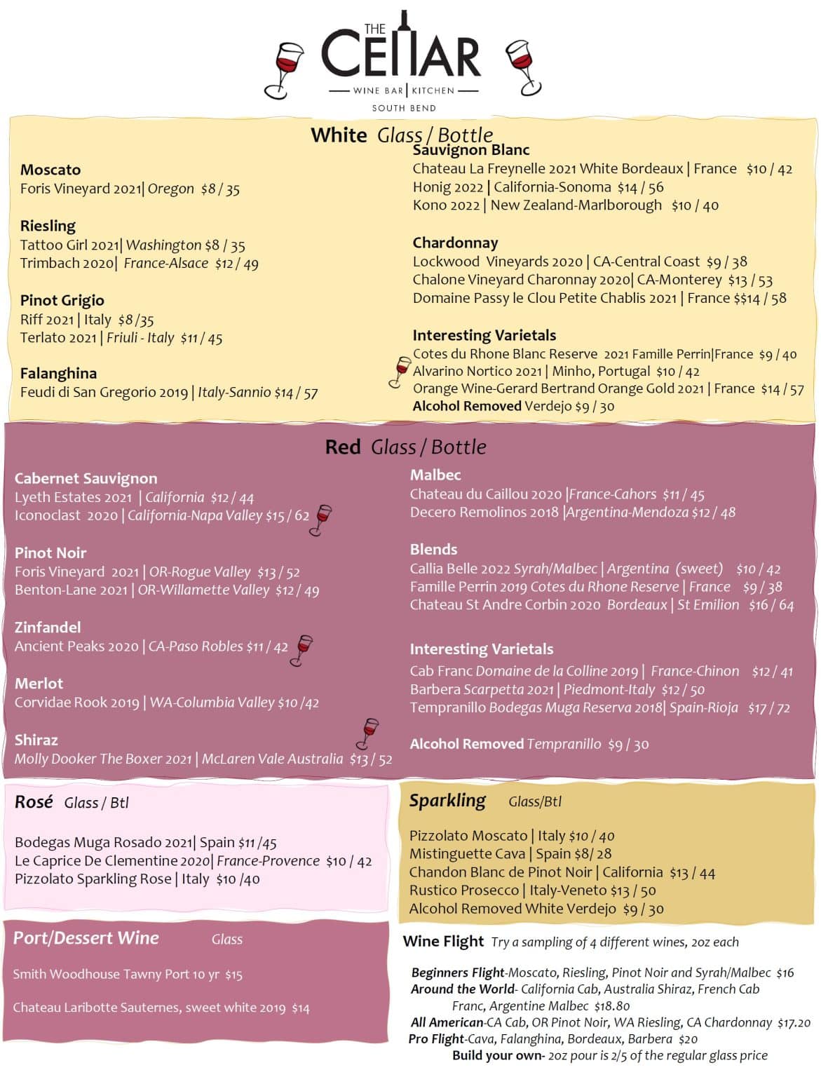 Menu The Cellar Wine Bar & Kitchen