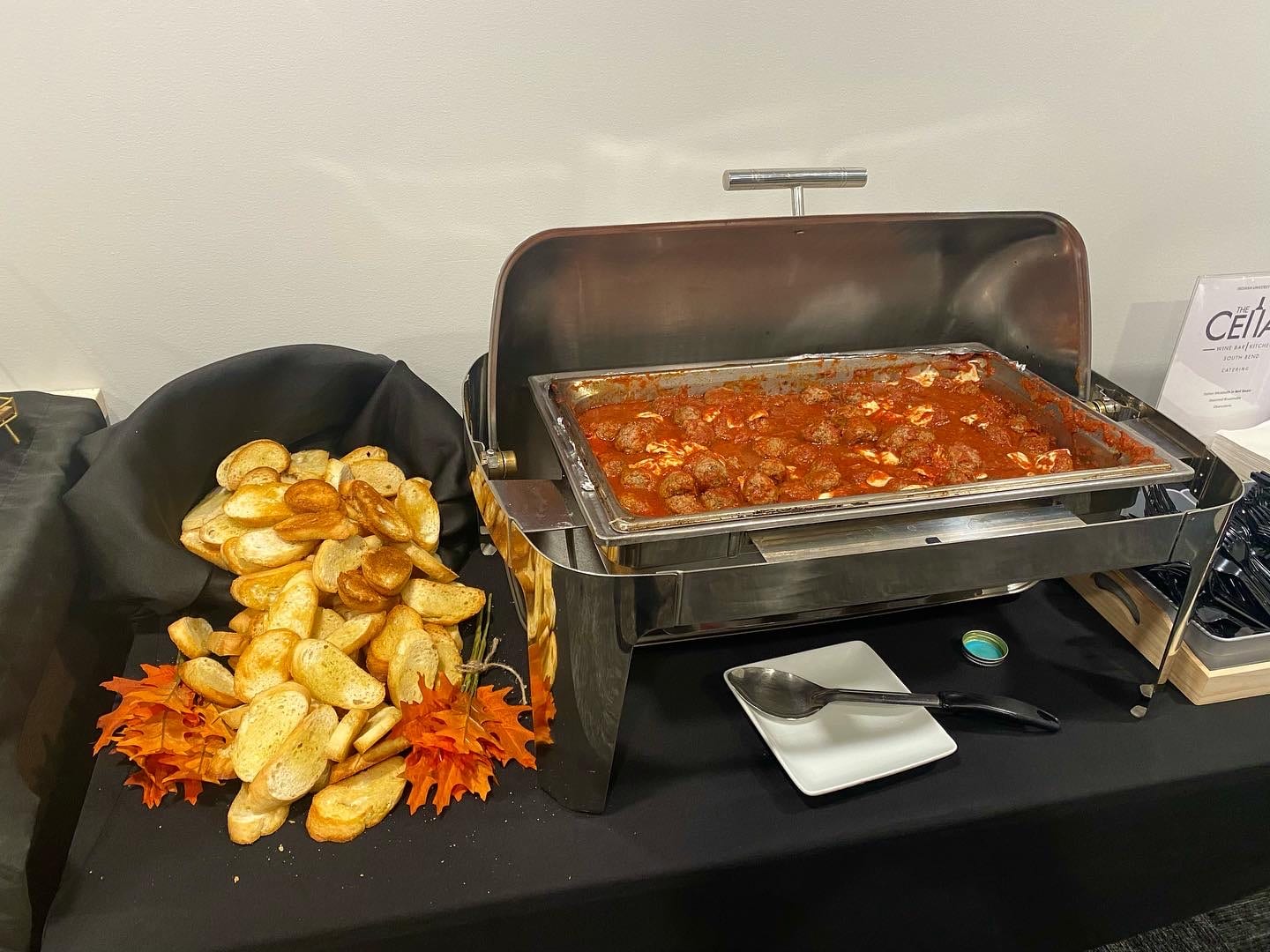 South Bend catering: meatballs and bread